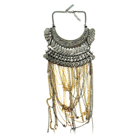 Machu Picchu Necklace Metallic Grey